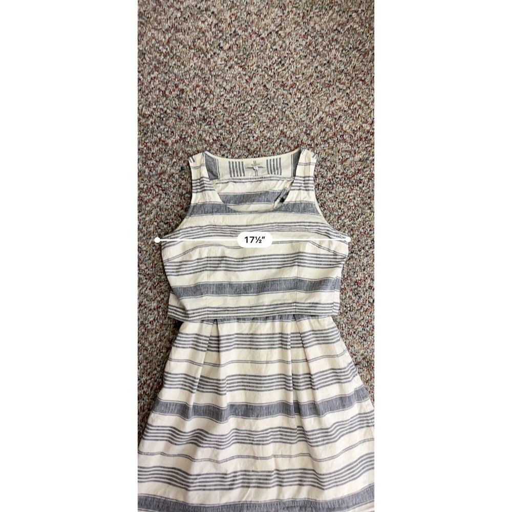 Madewell Women's Ivory Navy Striped Overlay Cross Back Sleeveless Dress Size 6 - Picture 14 of 16